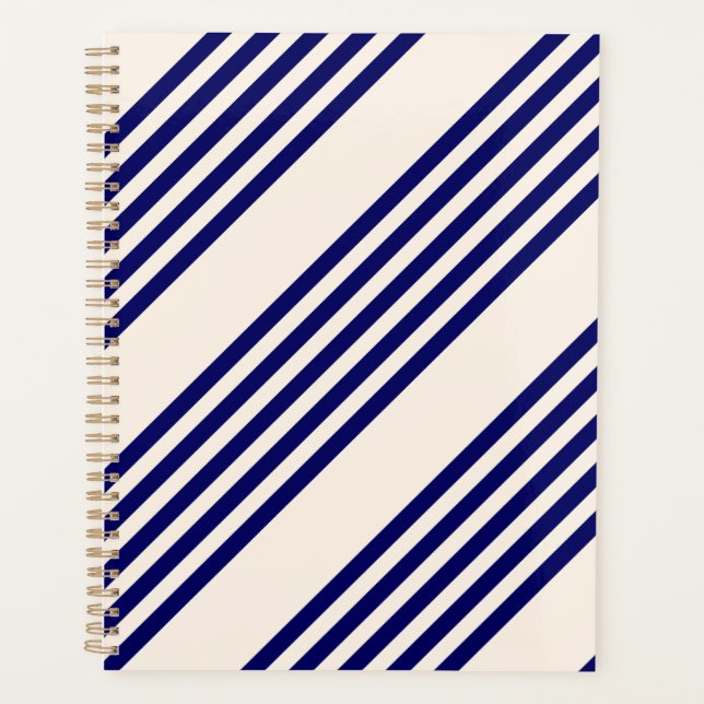 Navy und Beige fünf Streifen Muster Planer (Vorderseite)