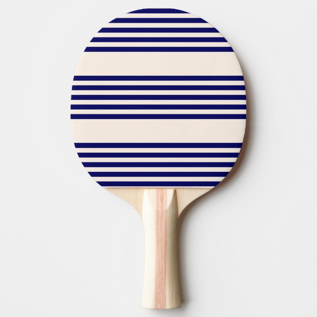 Navy und Beige fünf Streifen Muster Tischtennis Schläger (Vorderseite)