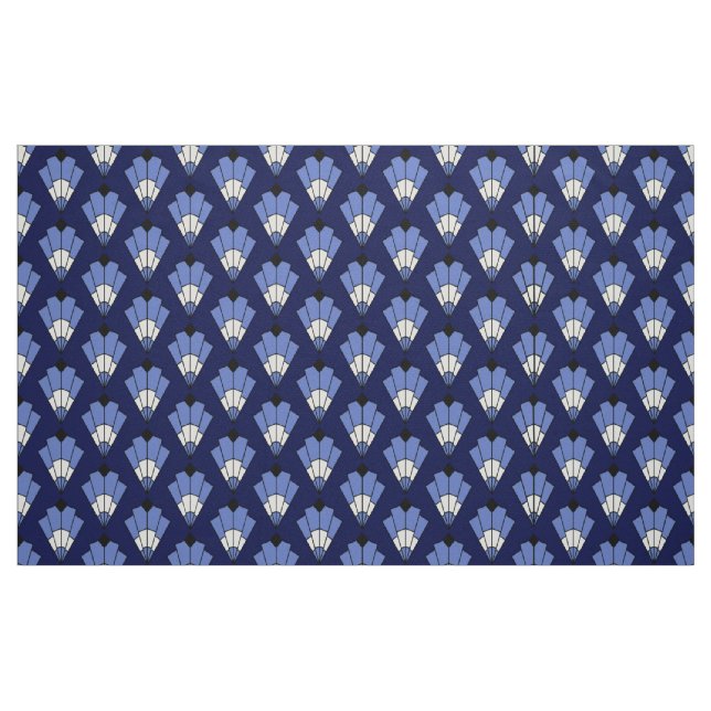 Navy und Blassblau Art Deco Muster Stoff (Fat Quarter (45,7 x 55,9 cm))
