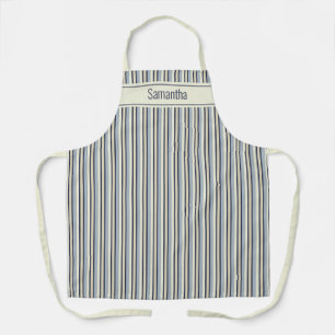 Navy- und cremefarbene monochrome Streifenmuster Schürze