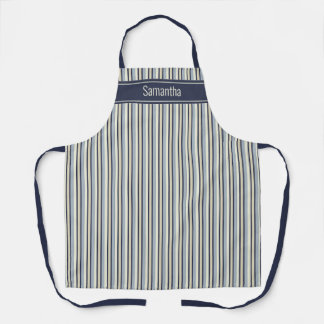 Navy- und cremefarbene monochrome Streifenmuster Schürze
