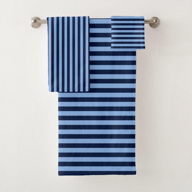 Navy- und Denimblaue Streifen Badhandtuch Set (Insitu)