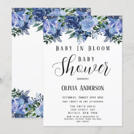 Navy und Dusty Blue Baby in Bloom Baby Dusche Einladung