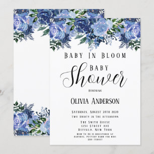 Navy und Dusty Blue Baby in Bloom Baby Dusche Einladung