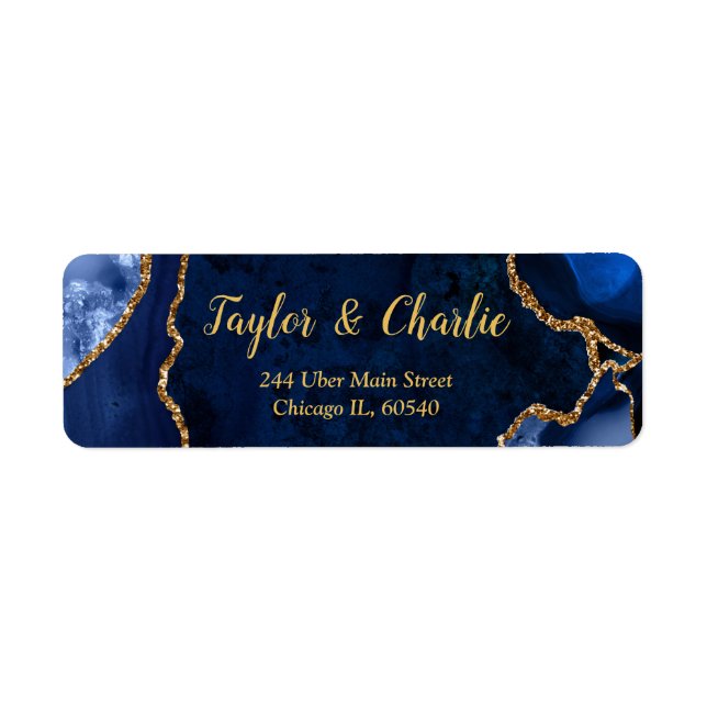 Navy und Gold Achat-Marmor-Hochzeit (Vorne)