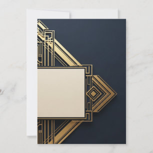 Navy- und Gold-Art-Deco Einladung