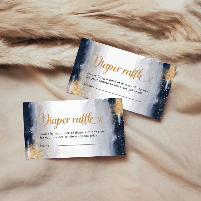 Navy und Gold Baby Dusche Windelwaschkarte Begleitkarte (Von Creator hochgeladen)
