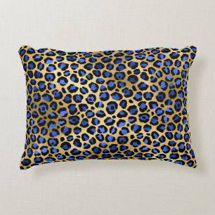 Navy und Gold Cheetah Print Dekokissen