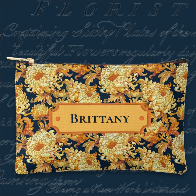 Navy und Gold Chrysantheme Zubehörtasche (Von Creator hochgeladen)