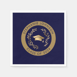 Navy und Gold Class of 2024 Graduation Party Serviette