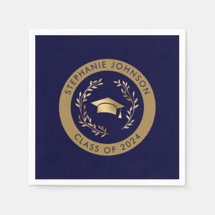 Navy und Gold Class of 2024 Graduation Party Serviette