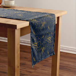 Navy und Gold Floral Table Runner Kurzer Tischläufer