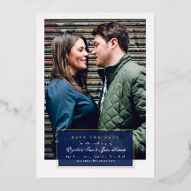 Navy und Gold Foil Script Save the Date