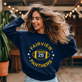 Navy und Gold Football Player Jersey Nummer Sweatshirt