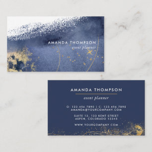 Navy und Gold Lunar Brush Strokes Business Card Visitenkarte