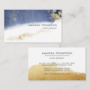 Navy und Gold Lunar Brush Strokes Business Card Visitenkarte