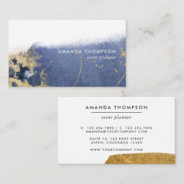 Navy und Gold Lunar Brush Strokes Business Card Visitenkarte
