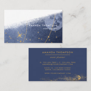Navy- und Gold-Lunar-Pinselstrich-Geschäftskarte Visitenkarte