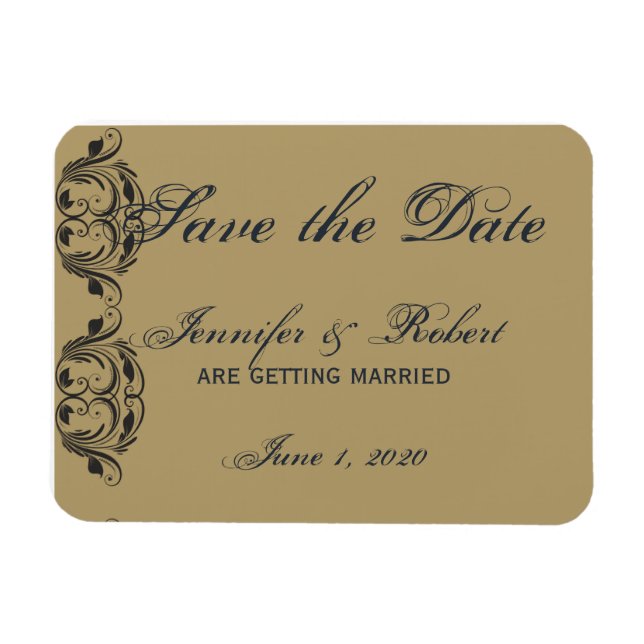 Navy und Gold Masquerade Save the Date Magnet (Horizontal)