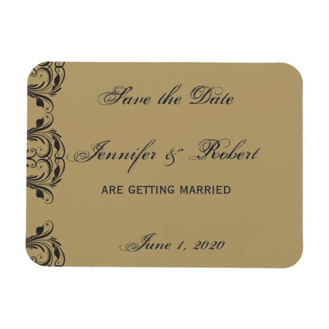 Navy und Gold Masquerade Save the Date Magnet (Horizontal)