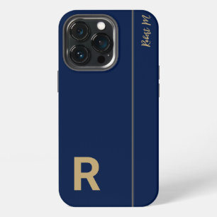Navy- und Gold-Minimal-Moderne-Initialen-Monogramm iPhone 13 Pro Hülle