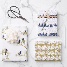 Navy und Gold Moderne Weihnachten im Roten Kardina Geschenkpapier Set