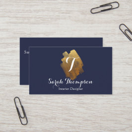 Navy und Gold Monogram Business Card Visitenkarte