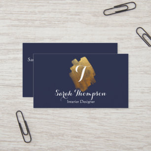 Navy und Gold Monogram Business Card Visitenkarte