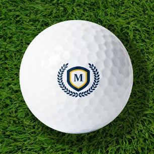 Navy und Gold Monogram Logo Wappen Golfball