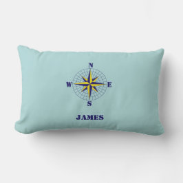 Navy und Gold Nautic Compass Rose mit Namen Lendenkissen