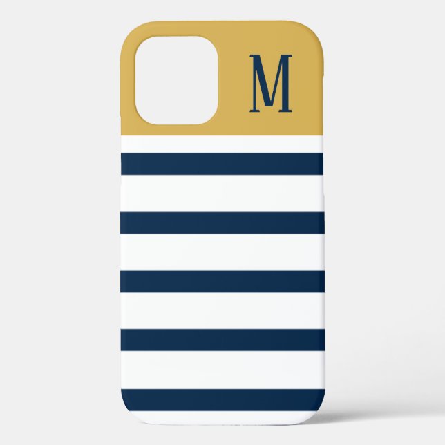 Navy und Gold Nautical Strips Case-Mate iPhone Hülle (Rückseite)