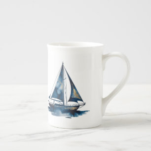 Navy- und Gold-nautisches Boot Goldrahmen-Hochzeit Prozellantasse