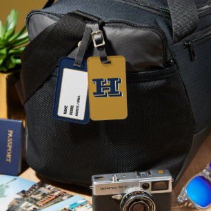 Navy- und Gold-Schulstolz-Farbstil-Monogramm Gepäckanhänger