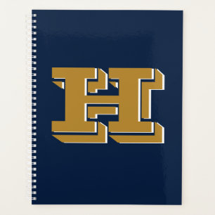 Navy- und Gold-Schulstolz-Farbstil-Monogramm Planer