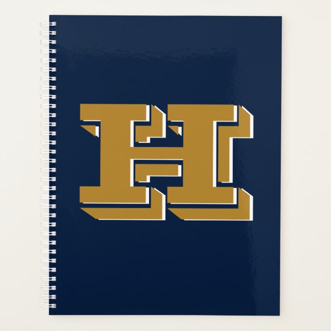 Navy- und Gold-Schulstolz-Farbstil-Monogramm Planer (Vorderseite)