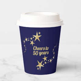 Navy und Gold Stars jubeln bis 50 Jahre Geburtstag Pappbecher