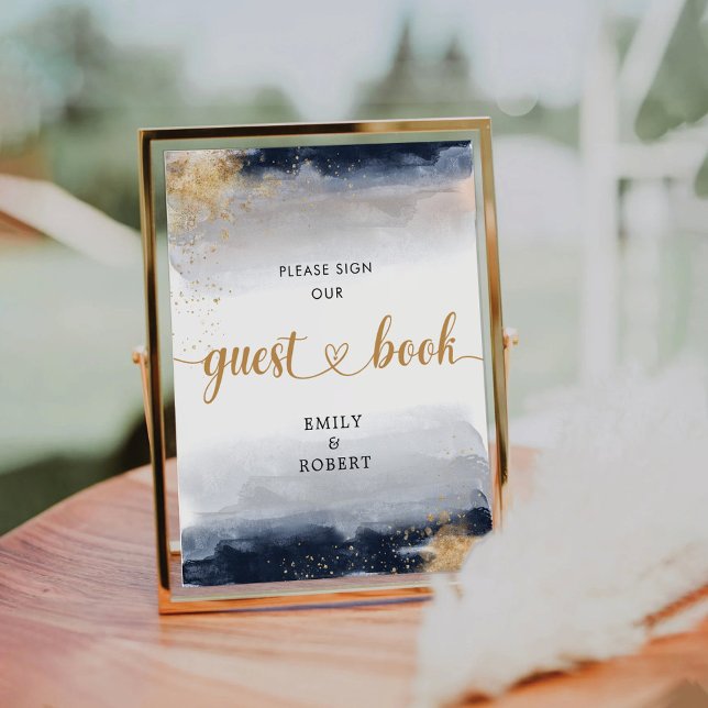 Navy und Gold unterzeichnen unser Gästebuchsigniko Sockelschild (Von Creator hochgeladen)