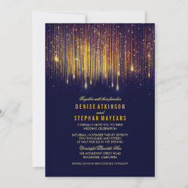 Navy und Gold Wedding String Lights laden ein Einladung