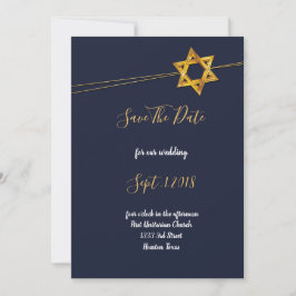 Navy und Golden Star von David Save the Date Einladung