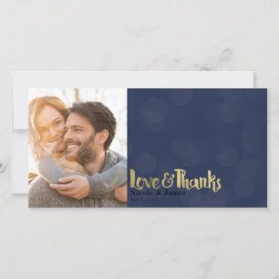 Navy- und Goldhochzeitsfoto Liebe & Dank Danke