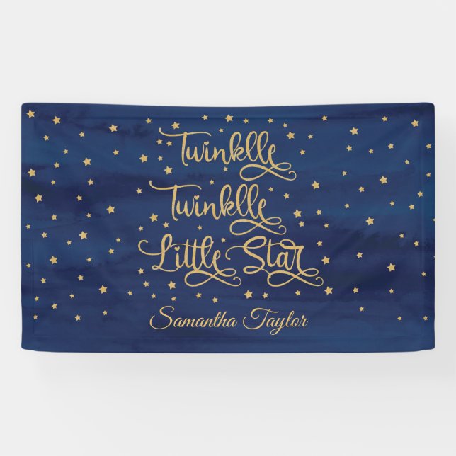 Navy und Goldstar Glitzer Tinkeln kleine Sterne Banner (Horizontal)