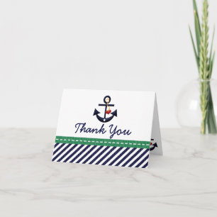 Navy und Green Nautical Anchor Vielen Dank Note Ca Dankeskarte