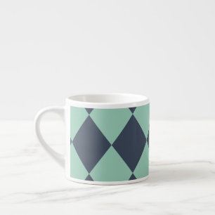 Navy- und Grün-Diamantmuster Espressotasse