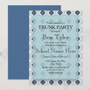 Navy- und Hellblau-Diamant-Muster-Trunk-Party Einladung