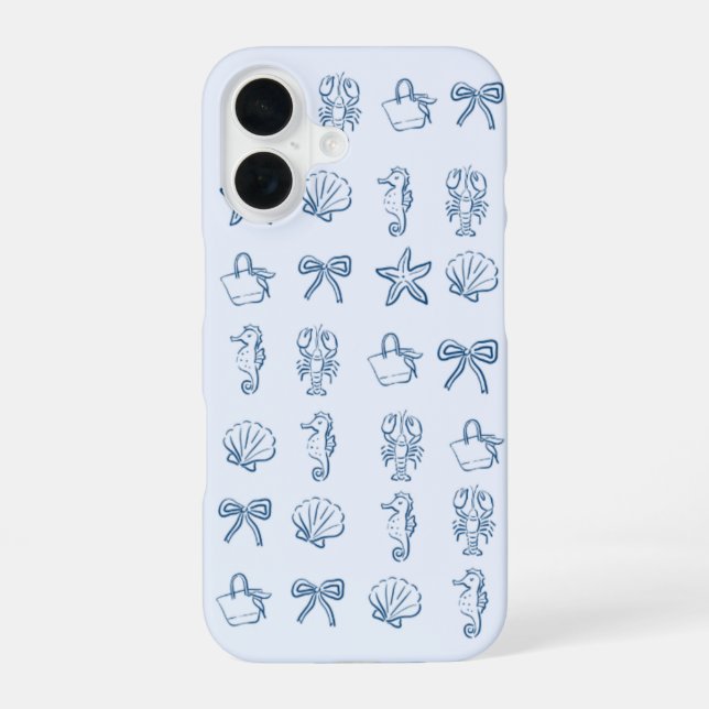 Navy- und hellblaue Handyhülle Sommer iPhone 16 Hülle (Rückseite)