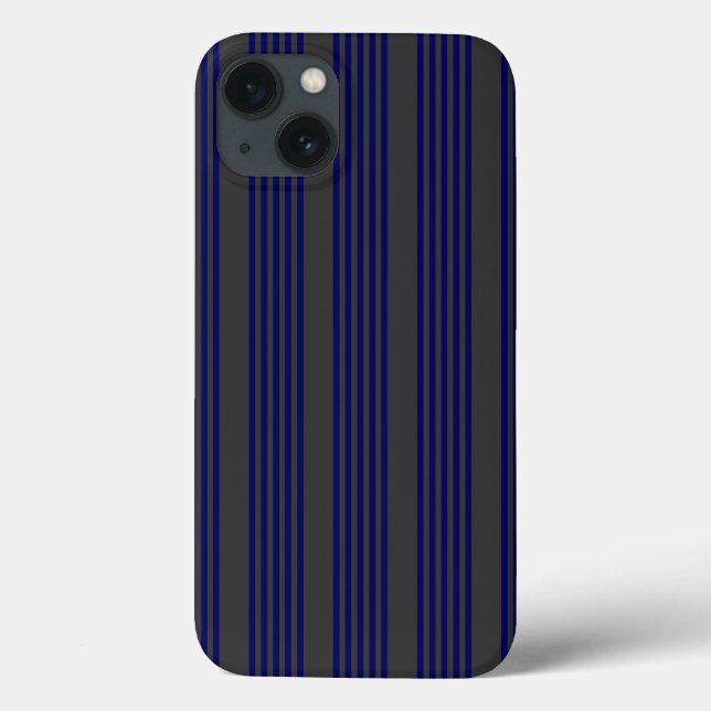 Navy und Holzkohle fünf Streifen Muster Case-Mate iPhone Hülle (Rückseite)