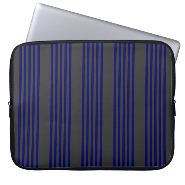 Navy und Holzkohle fünf Streifen Muster Laptopschutzhülle (Vorderseite)