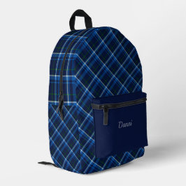 Navy und Light Blue Kariert Bedruckter Rucksack