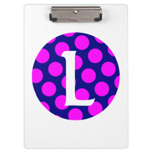 Navy- und Magenta-Polka-Dot-Monogramm Klemmbrett