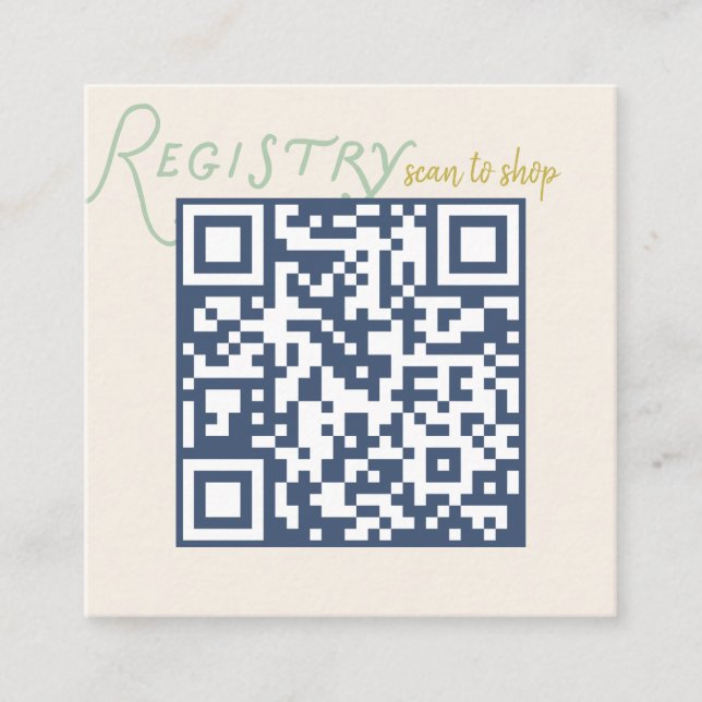 Navy und Mint Doodle Baby-Registry-QR-Code Begleitkarte (Vorderseite)